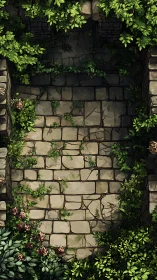 Sunlit ivy corridor reclaiming an ancient stone pathway.
