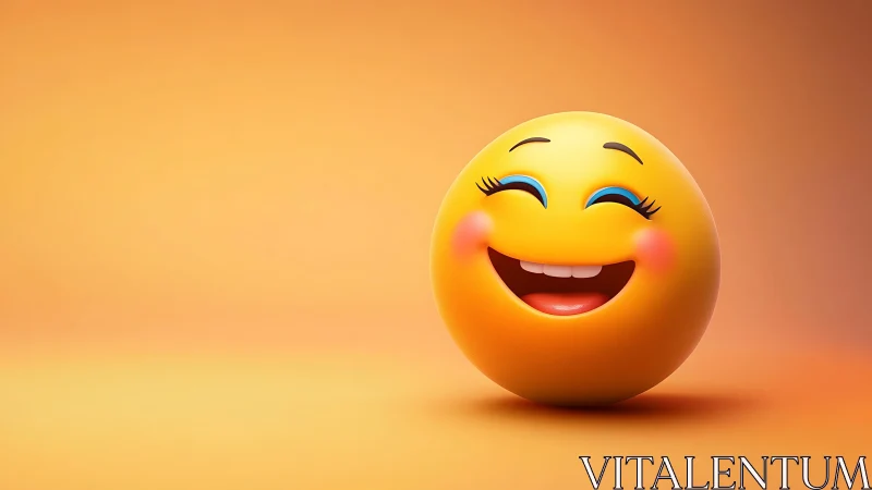 Smiling 3D emoji sphere rendered on warm gradient background