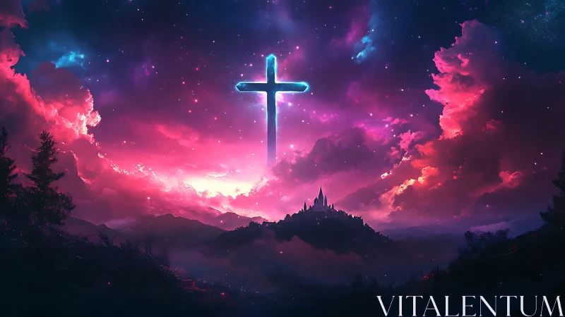 Neon cross over starlit kingdom in cotton candy heaven.