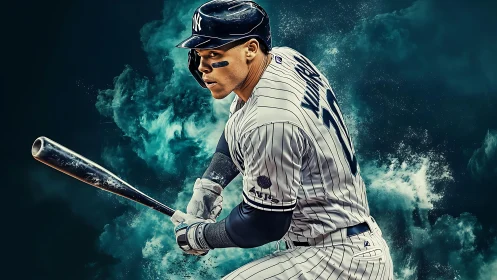 Dynamic baseball batter rendered with high contrast digital compositing