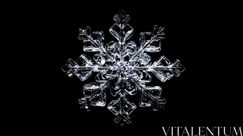 Hexagonal snow crystal under high-magnification dark-field lighting