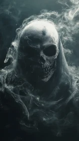 Smoky spectral skull emerges from swirling darkness