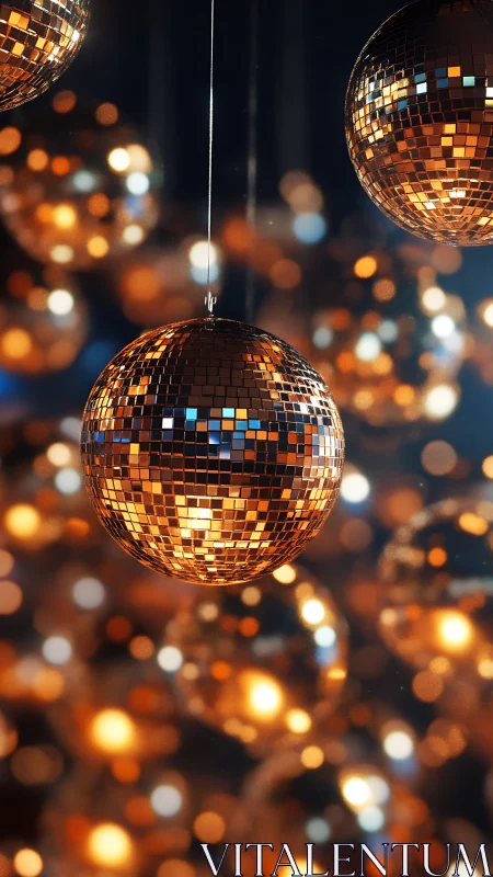 Midnight disco orbs shimmer like tiny molten cityscapes