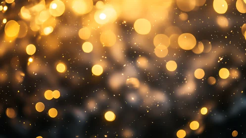 Golden bokeh orbs glowing against deep blurred shadows.