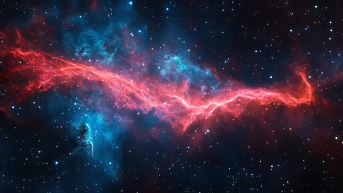 Ionized hydrogen filament in deep space nebular starfield band