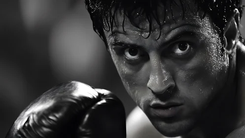 Intense Athlete in Combat Focus