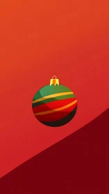 Colorful holiday bauble floats on a warm red backdrop