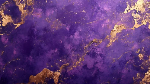 Luminous violet nebula backdrop with molten gold veins.