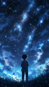 Stargazing silhouette quietly drinks in a river of light