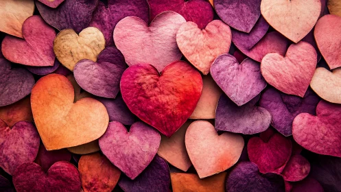 Densely Layered Heart Forms in Warm Chromatic Spectrum