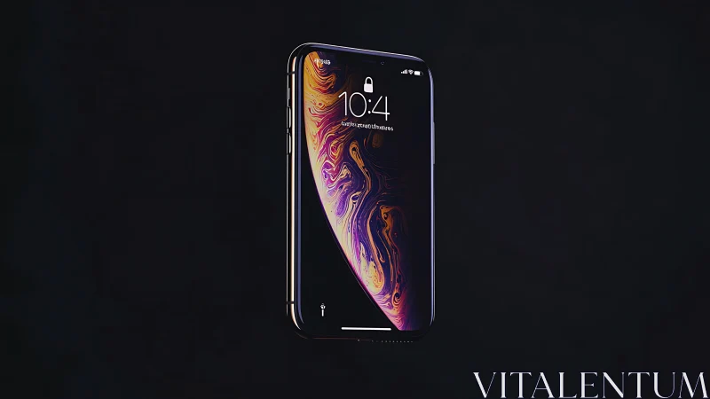 Isolated OLED smartphone with luminous fluid-dynamic display.