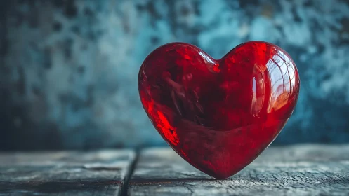 Crimson Heart Radiates Against the Cool Blue Stillness