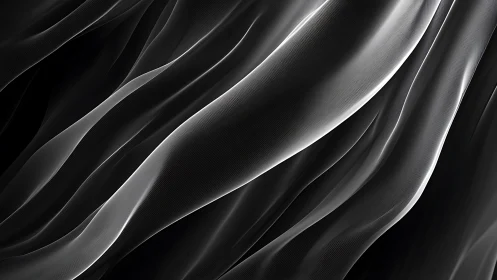Monochrome flowing waveforms in minimal abstract digital fabric.