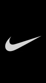 Monochrome swoosh emblem rendered in high-contrast minimalism