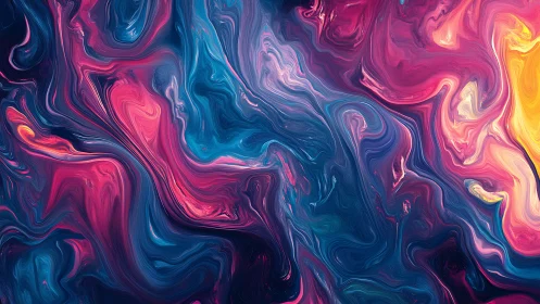 Chromatic fluid vortex with neon magenta and deep cyan flows.