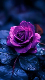 Vibrant Purple Rose With Water Droplets