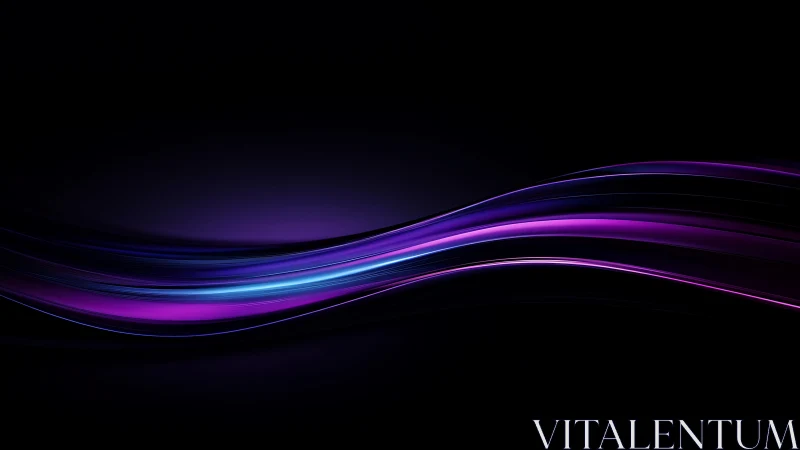 Curved neon light trails form glossy wave bands on black gradient