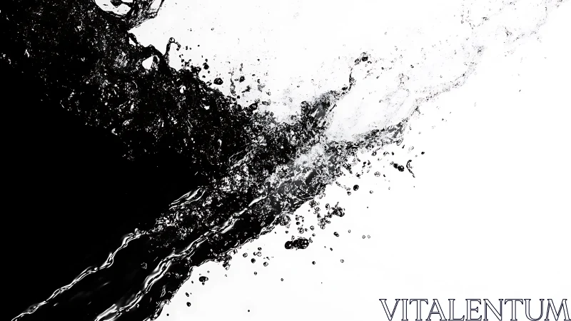 High contrast water splash cuts diagonally across stark field