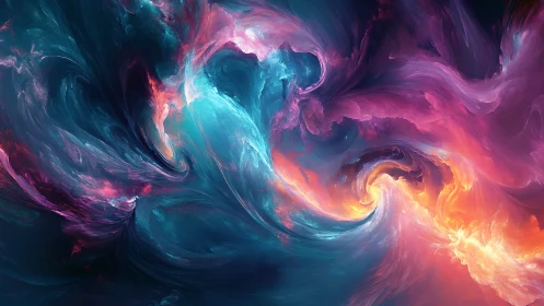 Nebular energy vortices collide in high-chroma digital abstraction