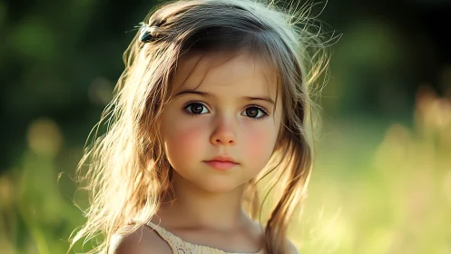 Young girl with light brown hair in soft natural outdoor lighting