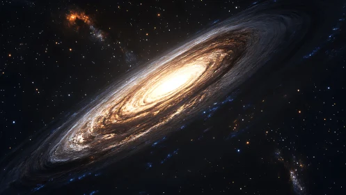 Spiral galaxy core glows within dense rotating star field