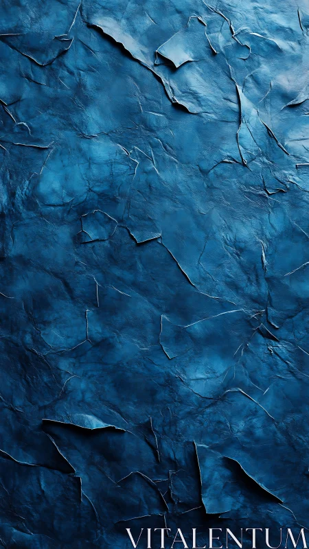 Deep cobalt crumpled surface with layered torn texture detail