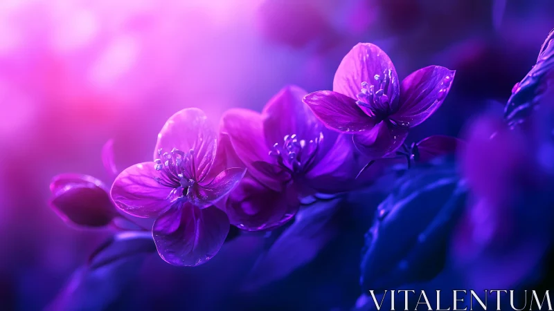 Neon Orchid Dreamscape: Luminous Petals in Purple Haze.