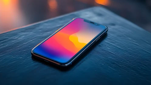 Modern Smartphone Glowing with Vibrant Rainbow Colors.