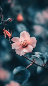 Blush blooms defiantly against dusky twilight dreaming