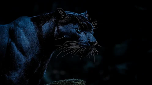 Nocturnal Felid Silhouette: Chromatic Contour Study.