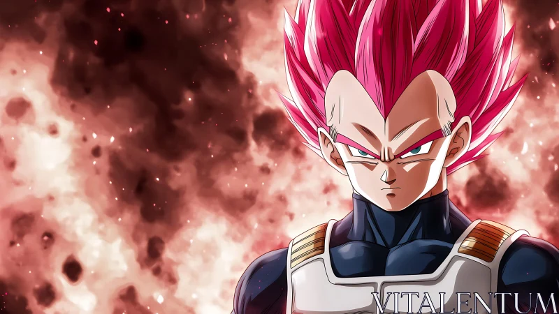 Pink‑haired anime warrior in high‑contrast plasma bloom field.