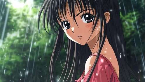 Rain-soaked resolve sharpens in a forest of blurred greens