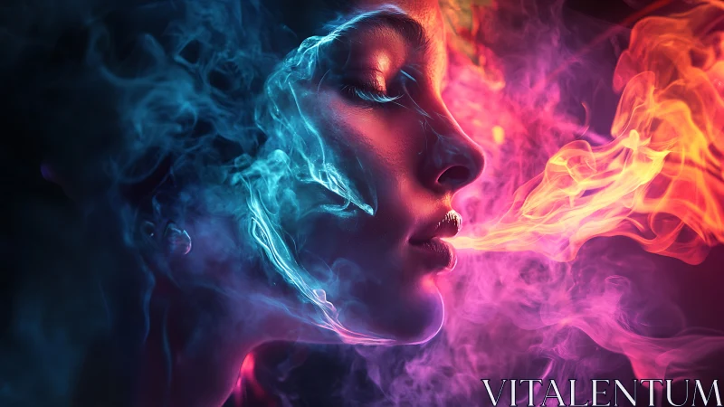 Dreamlit profile glows in swirling neon fire and mist