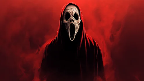 Spectral hooded wraith rendered in high-contrast digital chiaroscuro.