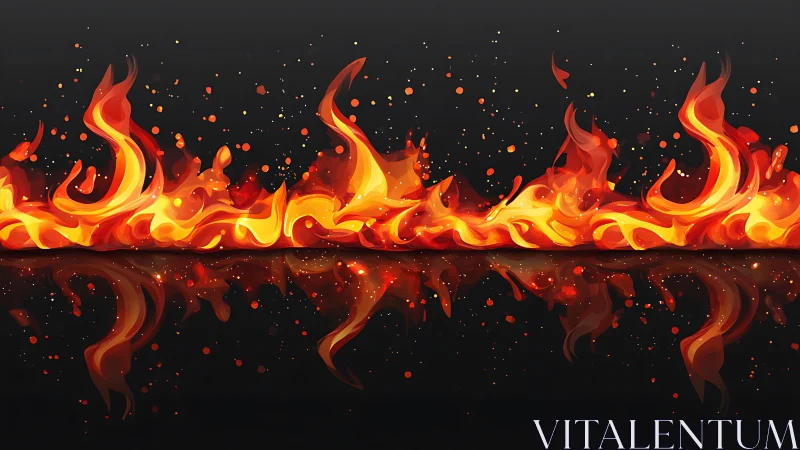 Intense Animated Fire Border with Reflective Glow on Dark Background