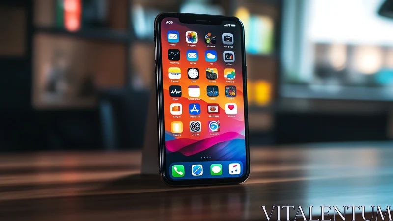Contemporary iOS Interface Display: Mobile Device Home Screen Aesthetic.