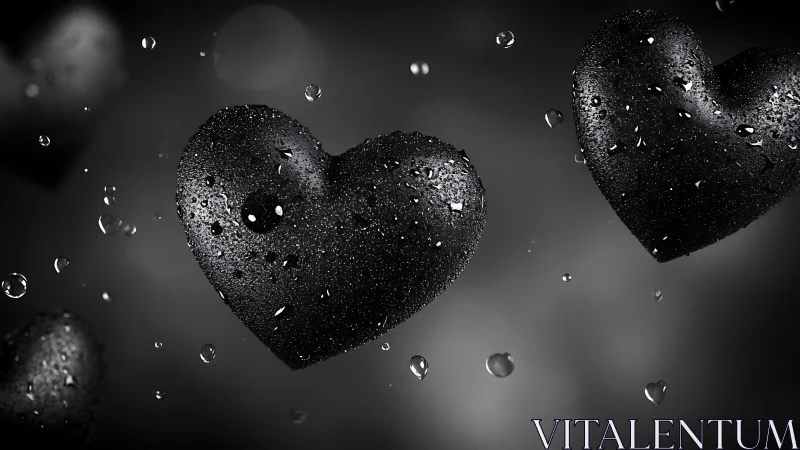 Glittering Hearts in Monochrome Space.