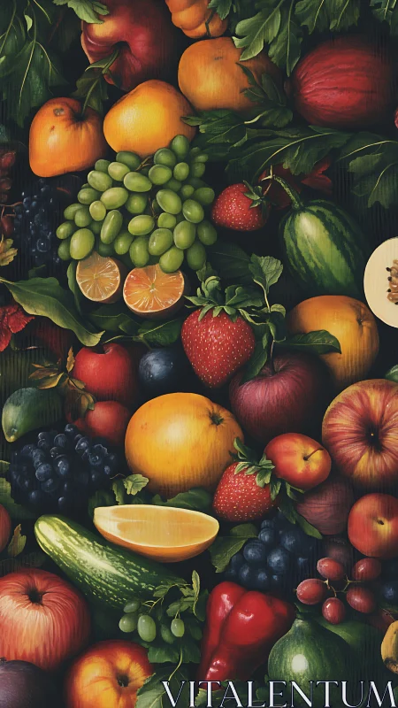 Colorful harvest of fresh fruits invites a joyful close look