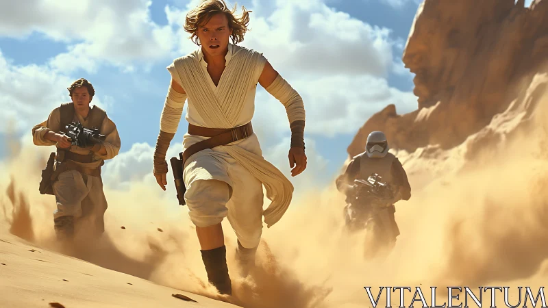 Dynamic desert pursuit renders volumetric sand motion and depth