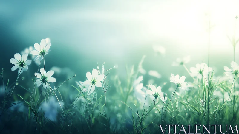 Macro Botanical Study: Soft-Focus Wildflowers in Morning Light.