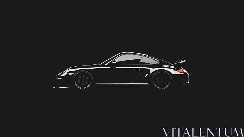 Midnight coupe prowls the void in gleaming minimalist lines