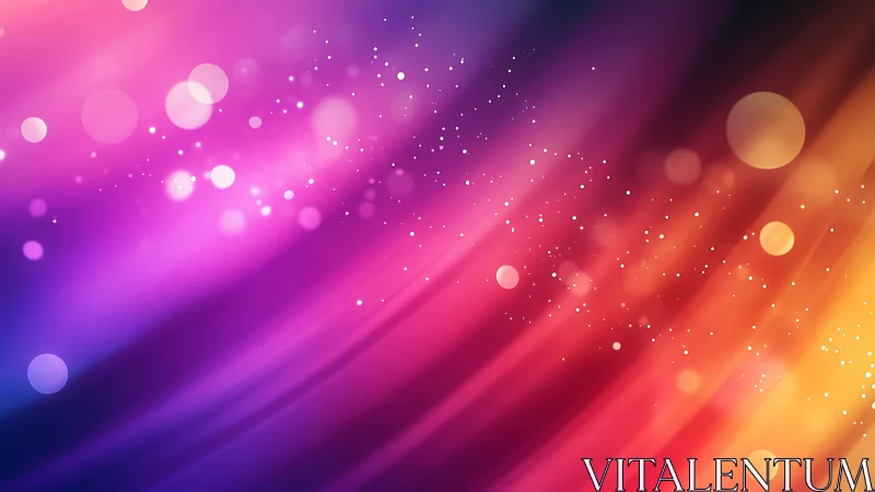 Chromatic light streaks with bokeh particle dispersion backdrop.