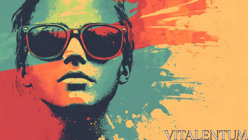 Bold urban portrait in split-tone neon duotone palette.