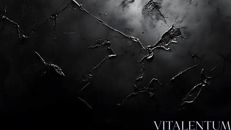 Abstract dark cracked texture with glossy highlights, modern art.
