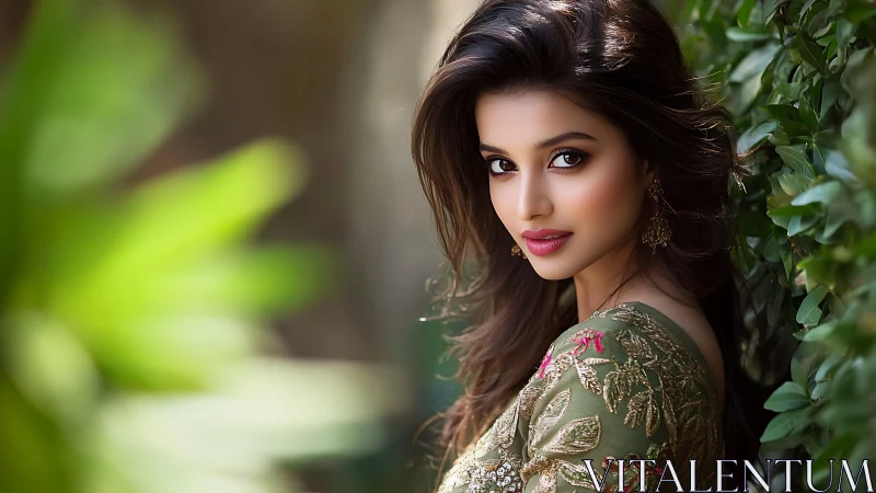 Garden light lingers on an emerald gaze in quiet bloom