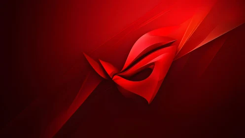 Abstract red mask on gradient background, digital art style.