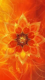 Sunlit mandala flower glowing in swirling orange light.