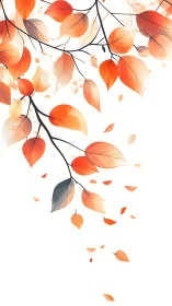 Autumn foliage branches with soft watercolor leaf gradients.