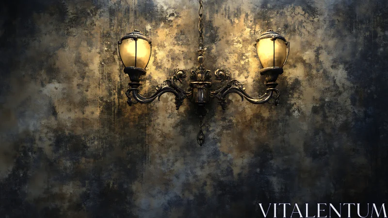 Twin vintage wall lamps trade whispers with a moody wall