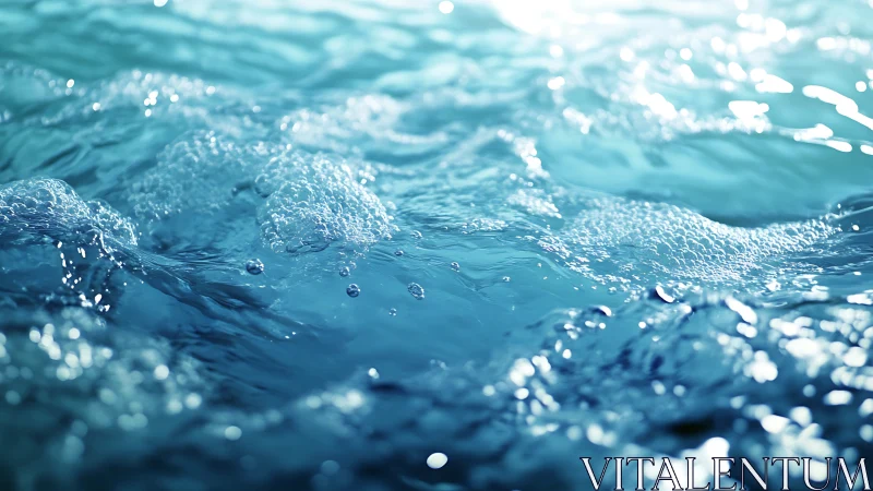 Dynamic close-up of sunlit turquoise water surface detail.